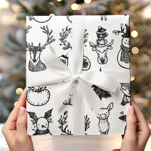 Minimalistisk svart & vit jul  presentpapper
