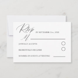 Minimalistisk svart & vit kalligrafi bröllop OSA kort