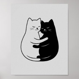Minimalistisk svart & vit kattkonst för hemmet poster