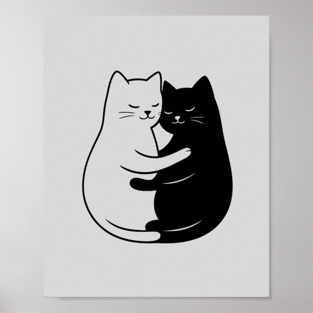 Minimalistisk svart & vit kattkonst för hemmet poster (Framsidan)