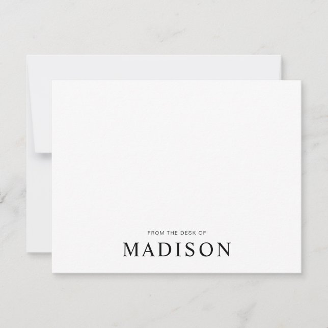 Minimalistisk svart vit klassisk typografi anteckningskort (Framsida)