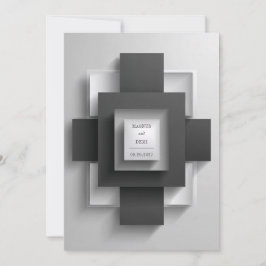 Minimalistisk Svart Vit Lager Geometrisk Fyrkant Inbjudningar