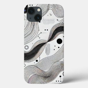 Minimalistisk svart vit linje iPhone 13 Fodral