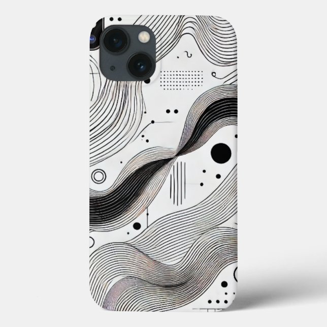 Minimalistisk svart vit linje iPhone 13 Fodral (Baksida)