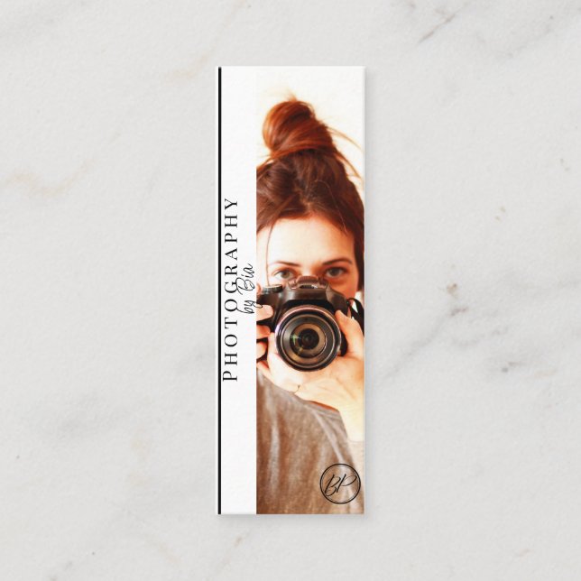 Minimalistisk Svart & Vit Logofotografering Mini Visitkort (Framsida)
