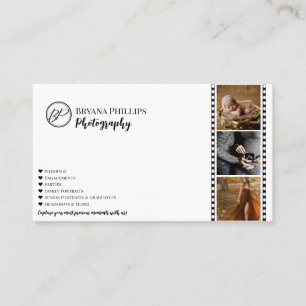 Minimalistisk svart & vit logofotografering visitkort