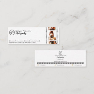 Minimalistisk svart-vit logotyp fotografering  mini visitkort