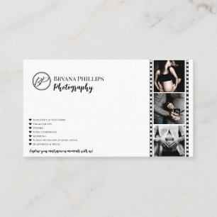Minimalistisk svart-vit logotyp fotografering visitkort