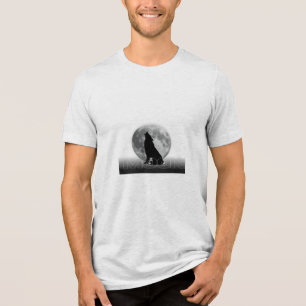 Minimalistisk svart & vit Lunar Wolf Graphic T-shi T Shirt