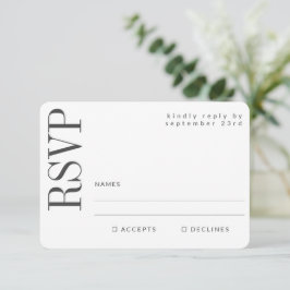 Minimalistisk svart, vit modern Elegant bröllop OSA Kort
