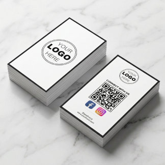 Minimalistisk Svart Vit Modern QR-kod Logotyp Visitkort