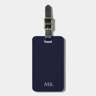 Minimalistisk svart & vit “Mr” modern resväska Bagagebricka