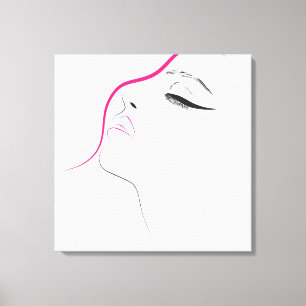 Minimalistisk svart vit och rosa Woman Eyelash Canvastryck