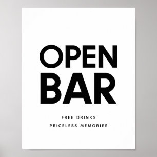 Minimalistisk svart-vit Open pub bröllop-symbol Poster