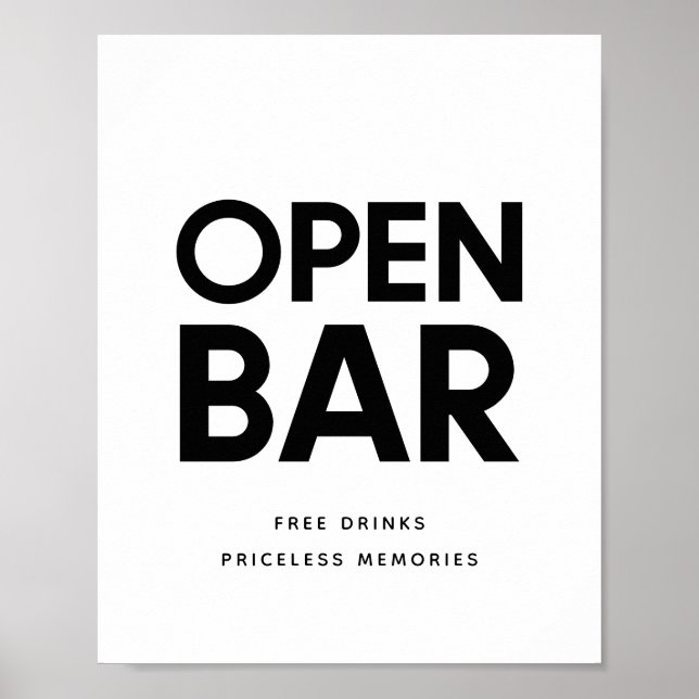 Minimalistisk svart-vit Open pub bröllop-symbol Poster (Framsidan)