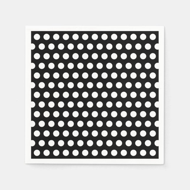 Minimalistisk svart vit Polka dots Pappersservett (Framsidan)