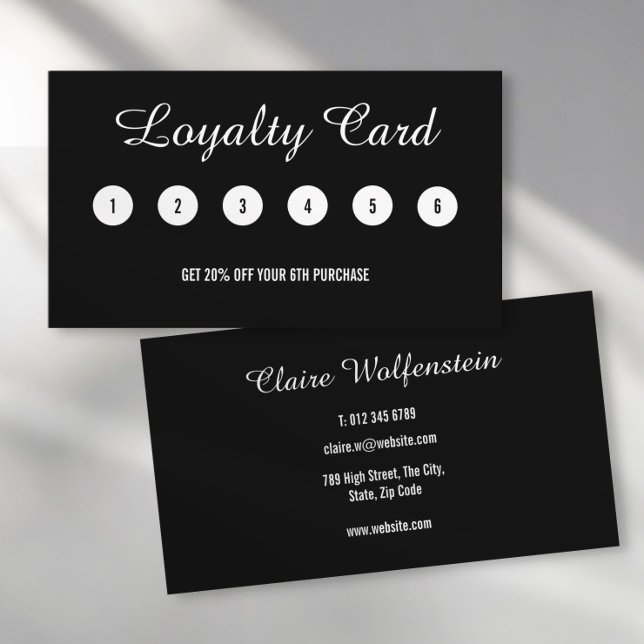 Minimalistisk svart-vit professionell lojalitetsko lojalitetskort (Minimalist Black White Professional Loyalty Card)
