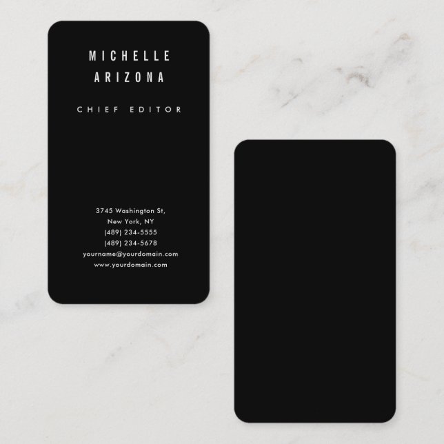 Minimalistisk svart & vit professionell modern visitkort (Fram/baksida)