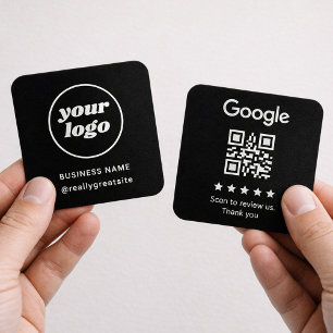 Minimalistisk svart-vit QR-design för företagsrece Fyrkantigt Visitkort