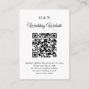 Minimalistisk svart-vit QR-kod för bröllopsanmälan Tilläggskort