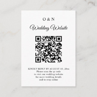 Minimalistisk svart-vit QR-kod för bröllopsanmälan Tilläggskort