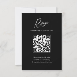 Minimalistisk svart-vit QR-kod till bröllop OSA Kort
