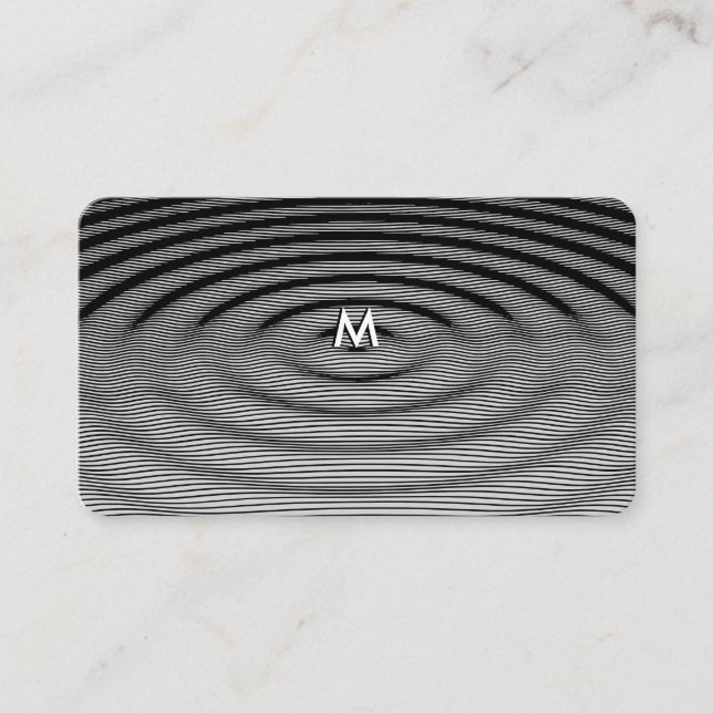 Minimalistisk svart-vit Ripple Wave-mönster Visitkort (Framsida)