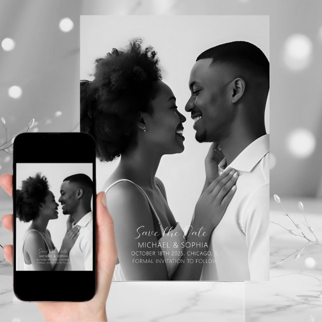 Minimalistisk svart-vit Save the Date Enkel Spara Datumet (Skapare uppladdad)