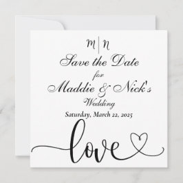Minimalistisk svart-vit Save the Date Spara Datumet