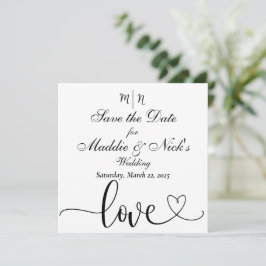 Minimalistisk svart-vit Save the Date Spara Datumet