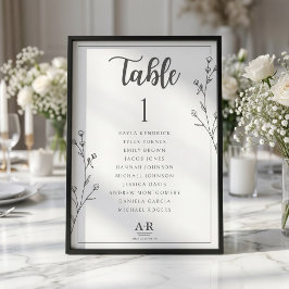 Minimalistisk svart & vit sittplanekort för bröllo