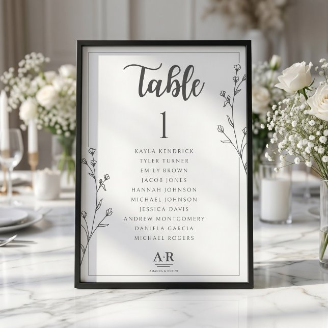 Minimalistisk svart & vit sittplanekort för bröllo (Skapare uppladdad)