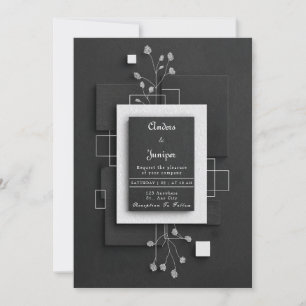 Minimalistisk Svart Vit Skiktad Textur Fyrkant Inbjudningar