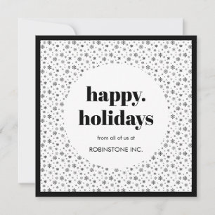 Minimalistisk Svart & Vit Snöflinga Företag Glad Julkort