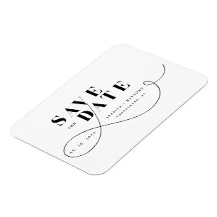 Minimalistisk svart-vit Spara datum Magnet