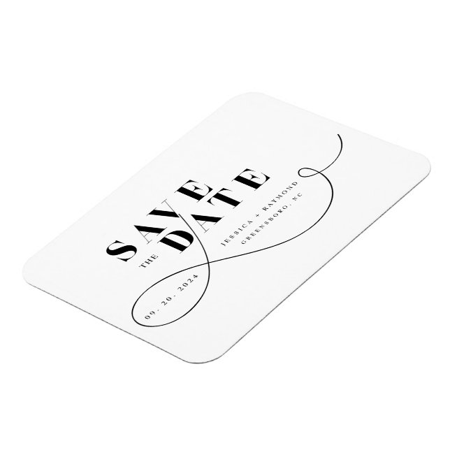 Minimalistisk svart-vit Spara datum Magnet (Vänstra Sidan)