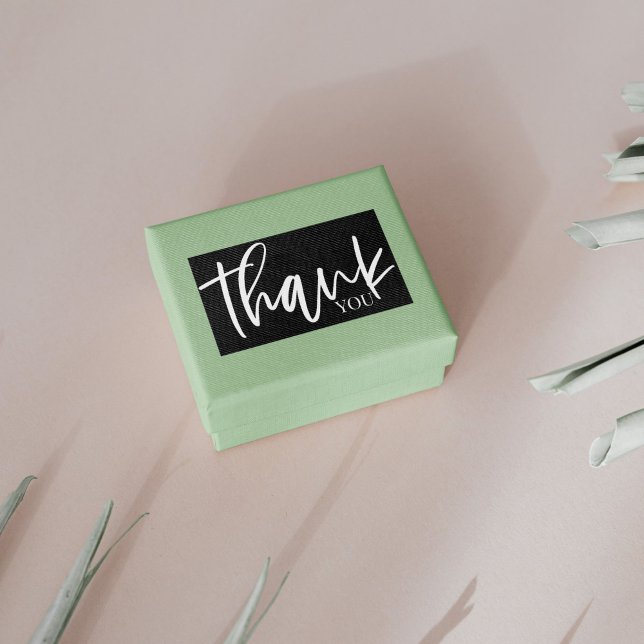 Minimalistisk svart & vit Tack Sticker Etikett (Skapare uppladdad)