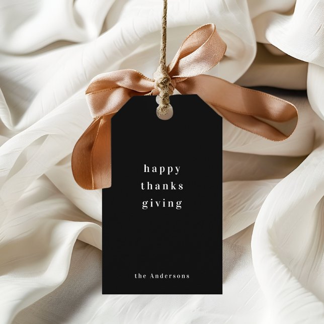 Minimalistisk svart-vit Thanksgiving Presentetikett (Skapare uppladdad)