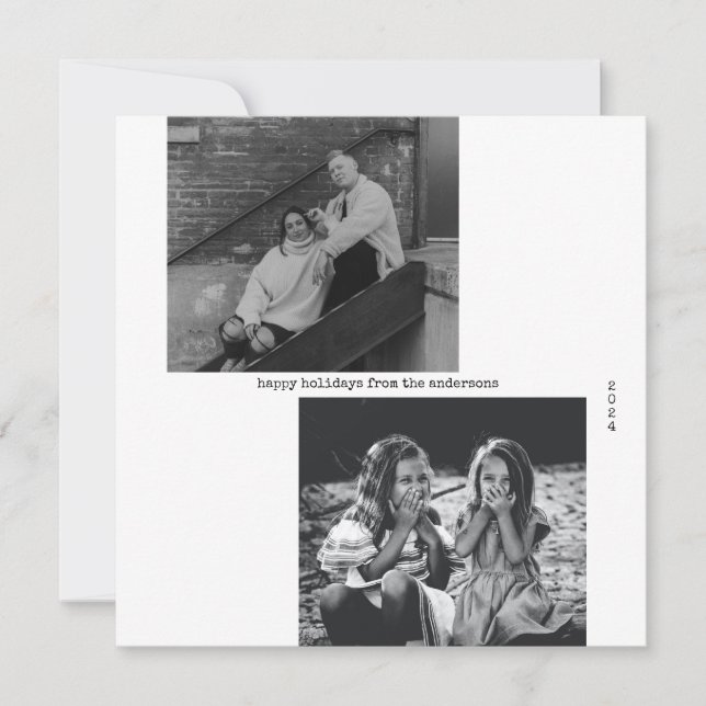 Minimalistisk svart, vit typografi - fotopaus - ju julkort (Framsida)