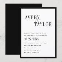 Minimalistisk svart vit typografisk Bröllop