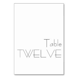 Minimalistisk svart vit-uppspelningstyp, TWELVE Bordsnummer