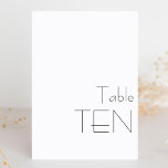 Minimalistisk svart vit-uppspelningstypografi TEN Bordsnummer<br><div class="desc">Modern minimalistisk svart vit-Bordsnummer i Bröllop TEN</div>