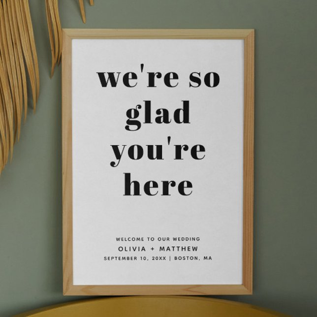 Minimalistisk svart & vit välkomstskylt för bröllo poster (Skapare uppladdad)