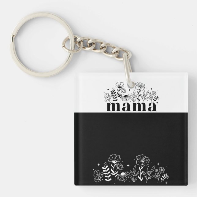 Minimalistisk Svart & Vit Vildblomma Mamma (Framsidan)