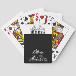 Minimalistisk svart & vit vildblomma Mamma Anpassa Casinokort