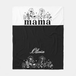 Minimalistisk svart & vit vildblomma Mamma Anpassa Fleecefilt