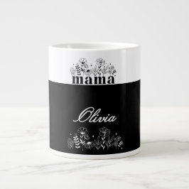 Minimalistisk svart & vit vildblomma Mamma Anpassa Jumbo Mugg