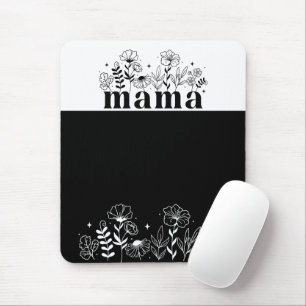 Minimalistisk Svart & Vit Vildblomma Mamma Musmatta