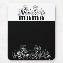 Minimalistisk Svart & Vit Vildblomma Mamma Musmatta