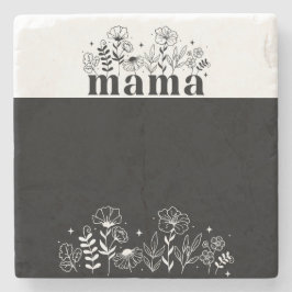 Minimalistisk Svart & Vit Vildblomma Mamma Stenunderlägg